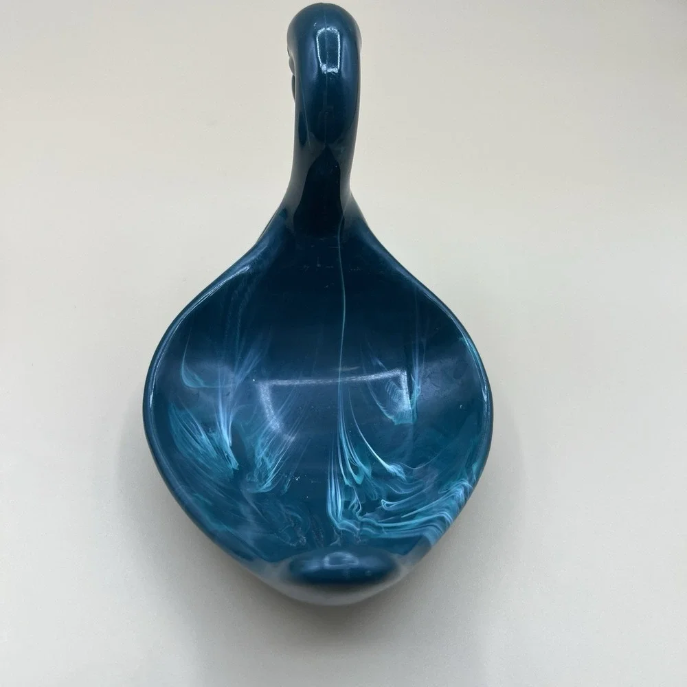 Vtg Blue/Green SWAN + SHELL Hard Soap Dish Vanity Hard Plastic Bathroom Set